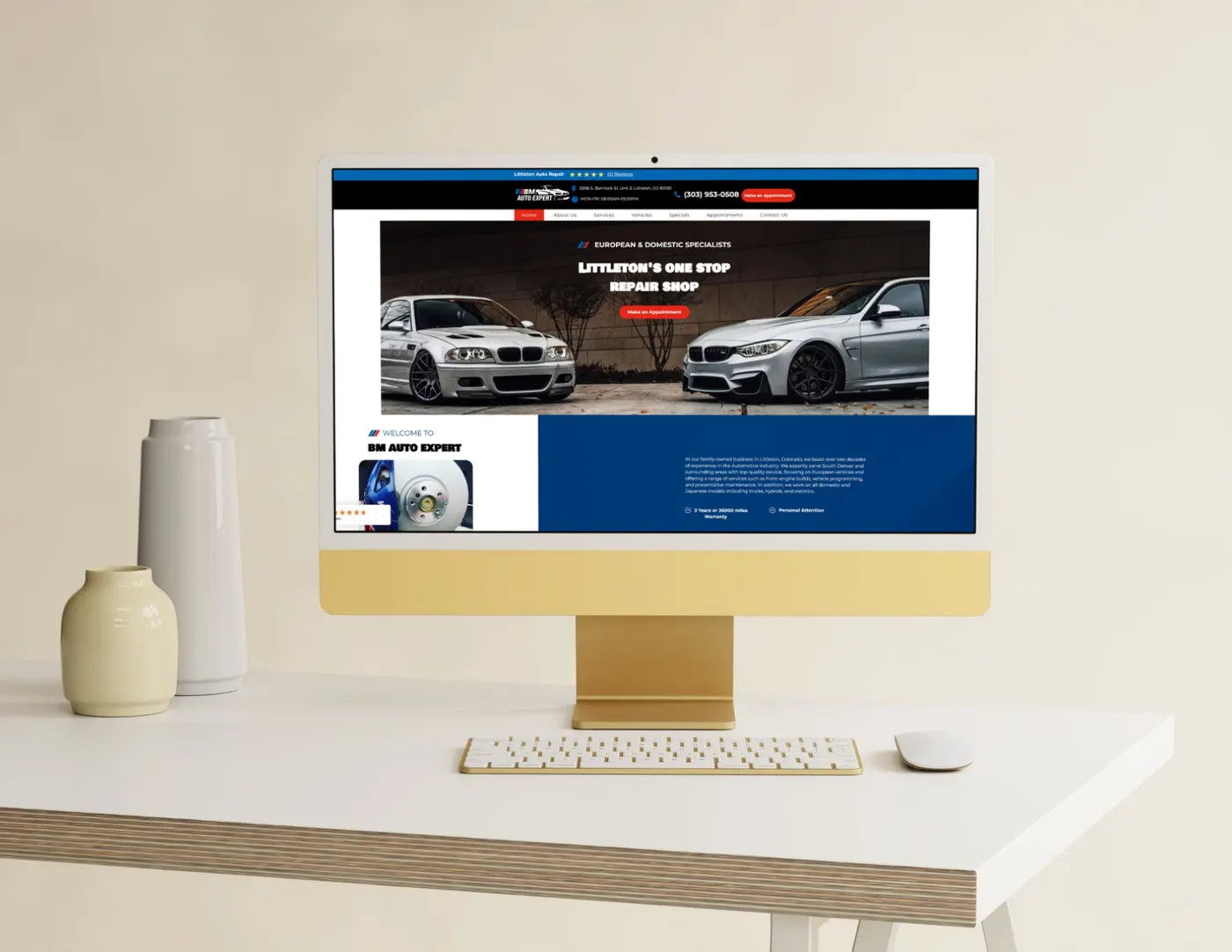 Web Design Example on Computer Screen