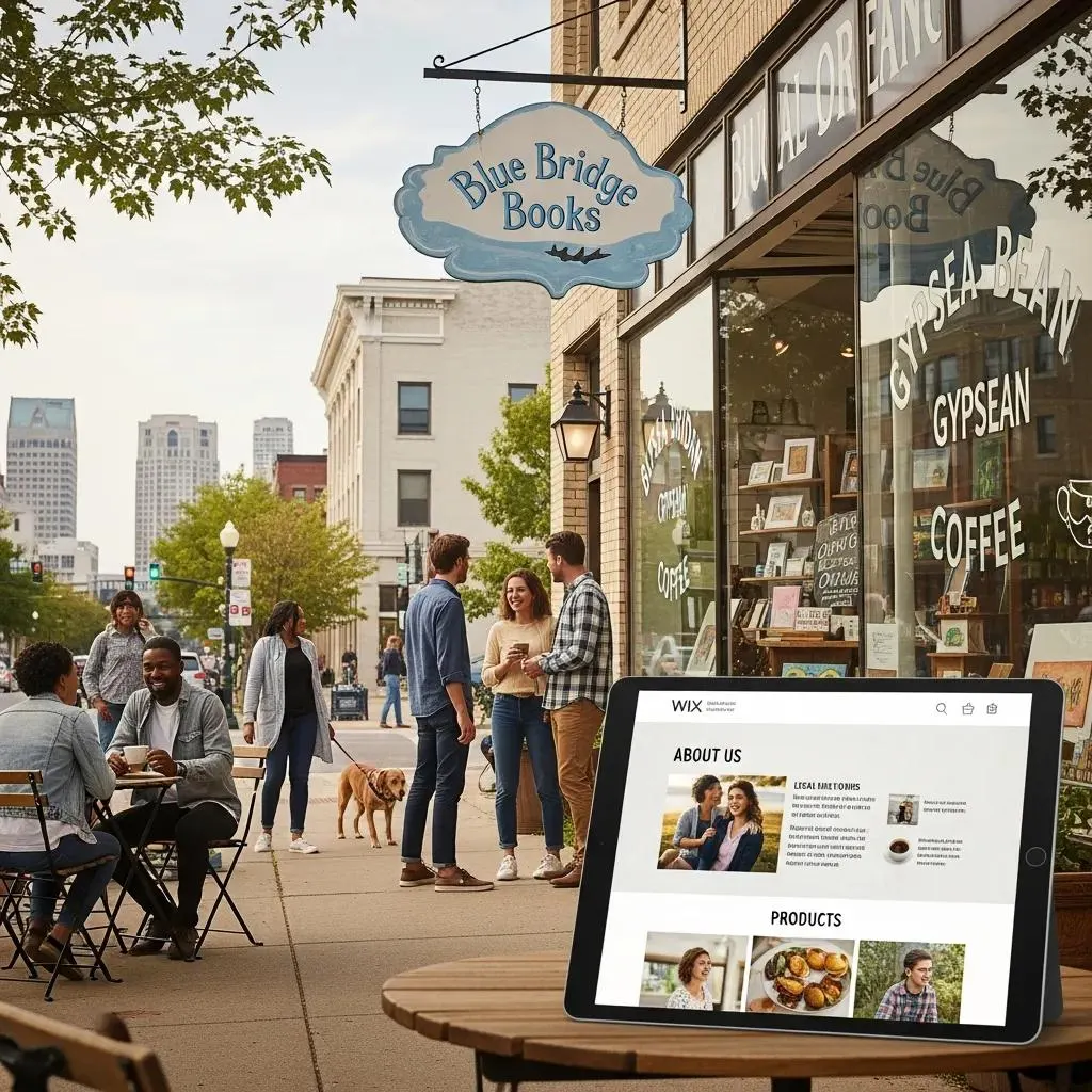Local business storefront showcasing Wix website design in Grand Rapids